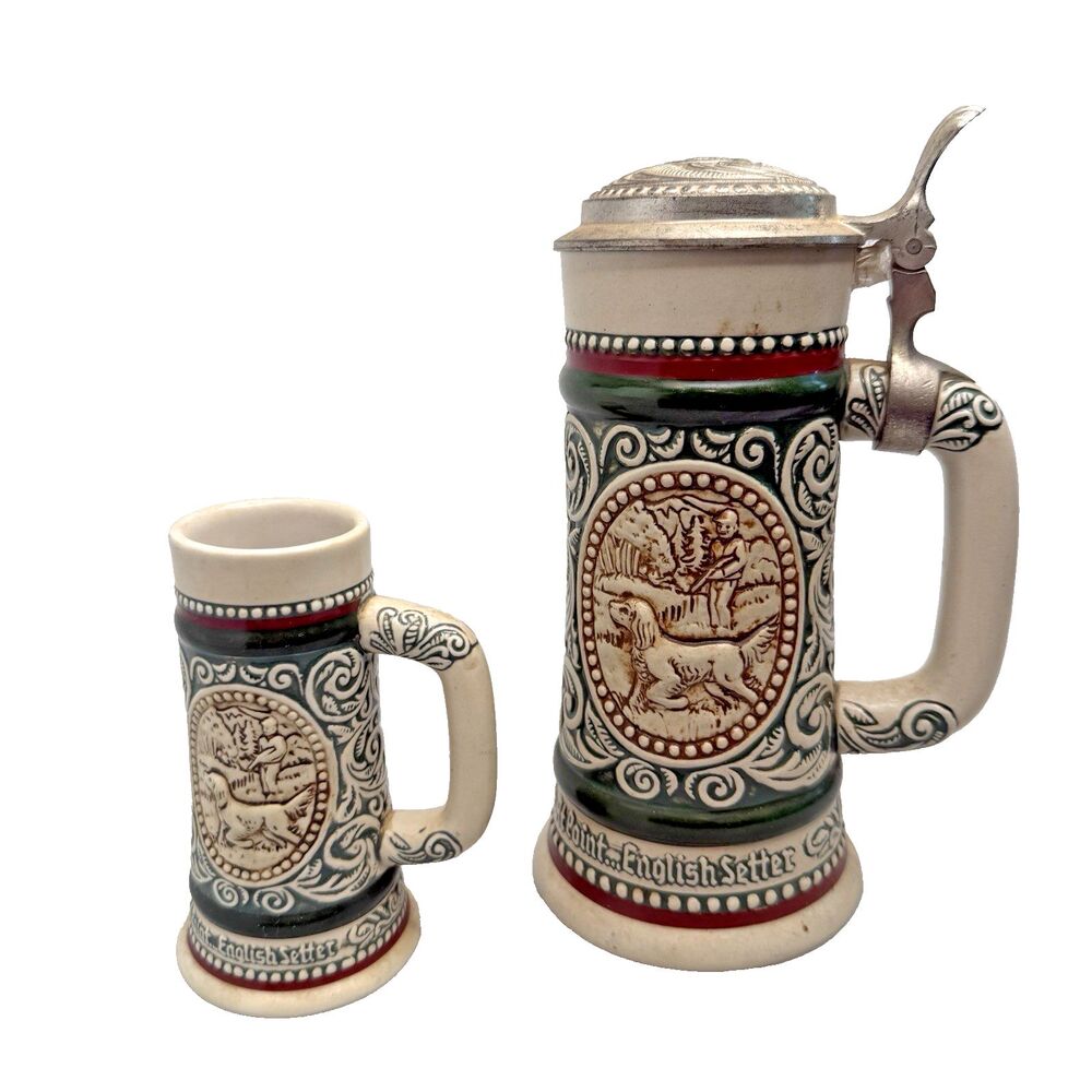 Vintage Avon 1978 1983 Rainbow Trout English Setter Beer Stein Mugs Lrg Sml EUC